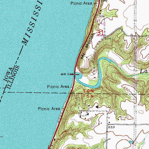 Topographic Map of Larry Creek, IL