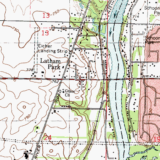 Topographic Map of Latham Park, IL