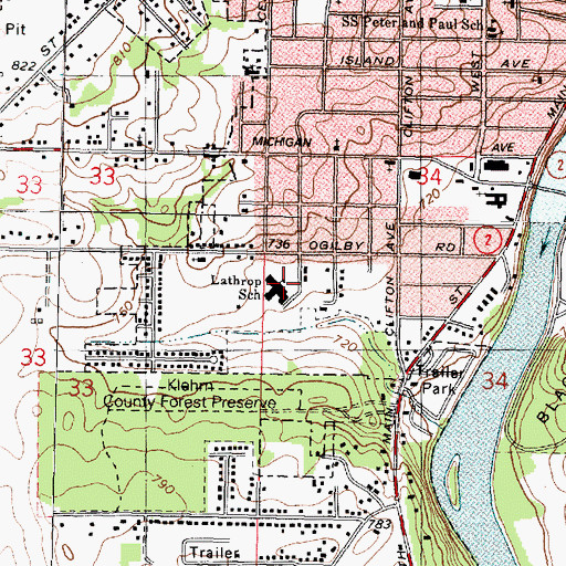 Topographic Map of Julia Lathrop Elementary School, IL