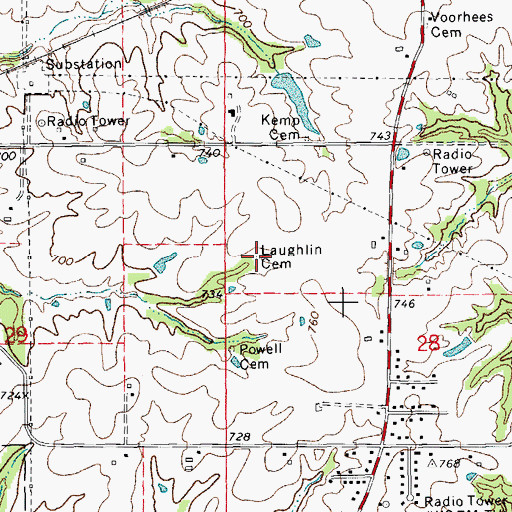 Topographic Map of Laughlin Cemetery, IL