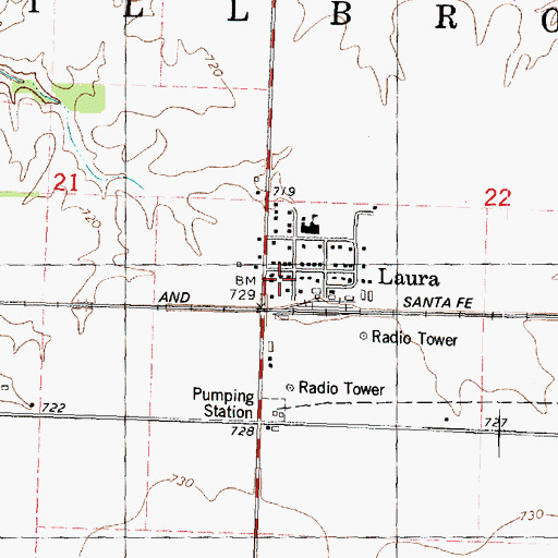 Topographic Map of Laura, IL