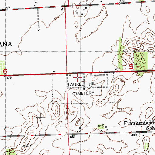 Topographic Map of Laurel Hill Cemetery, IL