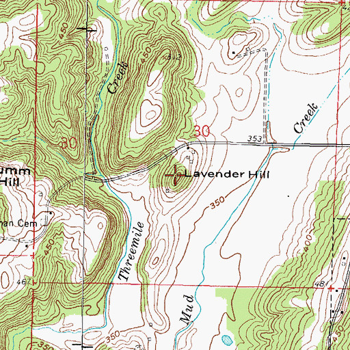 Topographic Map of Lavender Hill, IL