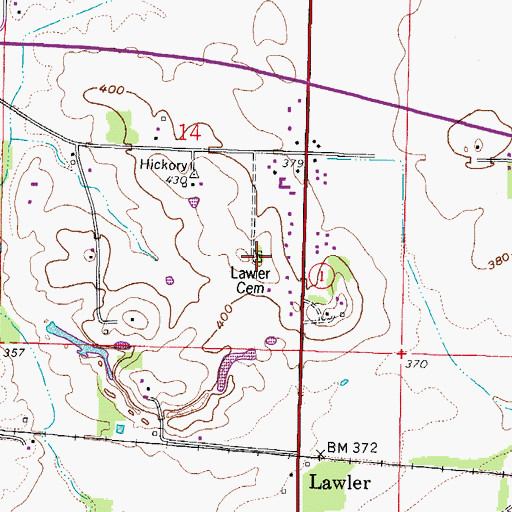 Topographic Map of Hickory Hill Catholic Cemetery, IL