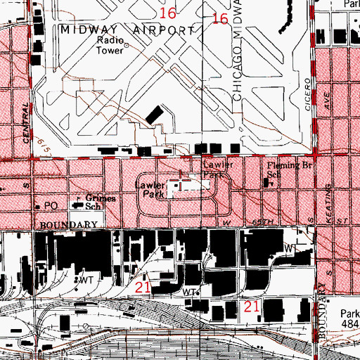 Topographic Map of Lawler Park, IL