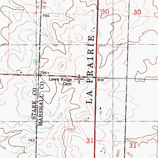 Topographic Map of Lawn Ridge Cemetery, IL