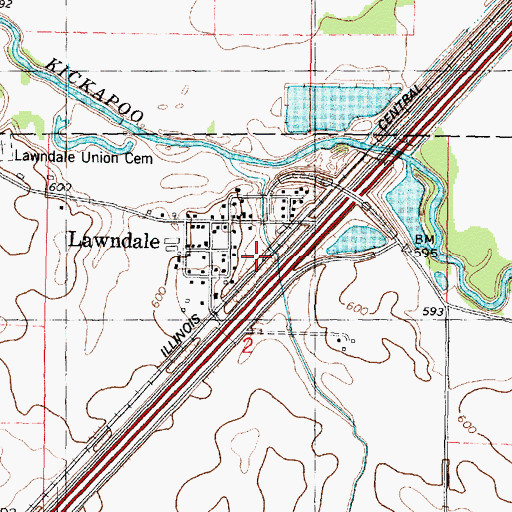 Topographic Map of Lawndale, IL