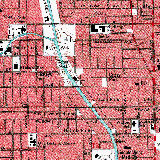 Topographic Map of Lawrence Hall Orphanage, IL