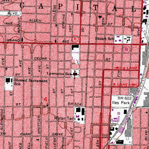 Topographic Map of Lawrence School, IL
