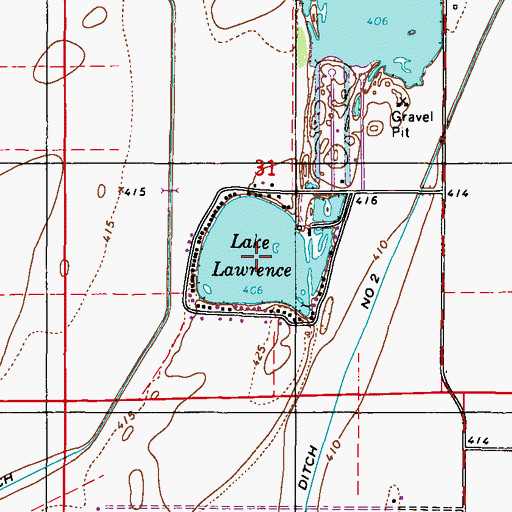 Topographic Map of Lake Lawrence, IL