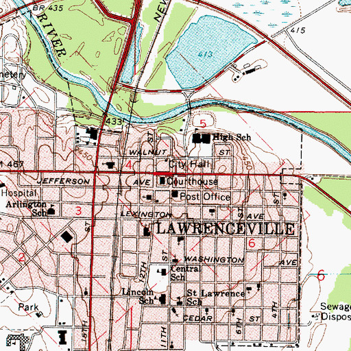 Topographic Map of Lawrenceville, IL