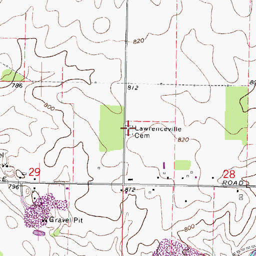 Topographic Map of Lawrenceville Cemetery, IL