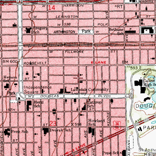 Topographic Map of Lawson School, IL