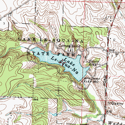 Topographic Map of Lake Le-Aqua-Na, IL