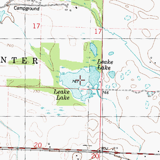 Topographic Map of Leake Lake, IL