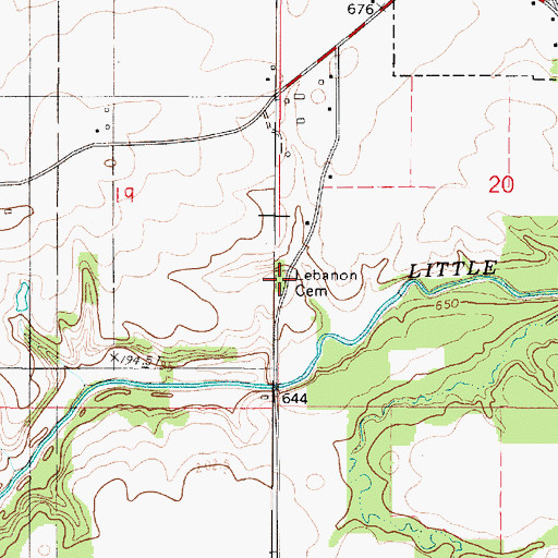 Topographic Map of Lebanon Cemetery, IL