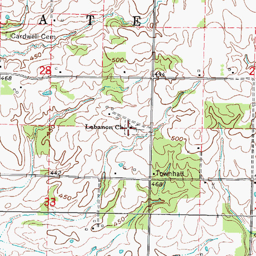 Topographic Map of Lebanon Church, IL