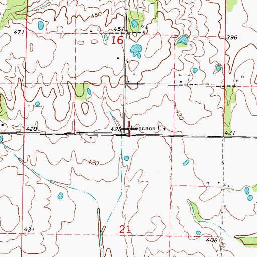 Topographic Map of Lebanon Church, IL