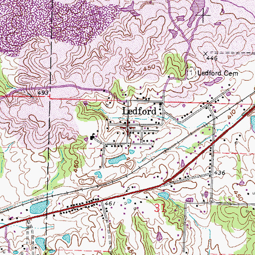 Topographic Map of Ledford, IL