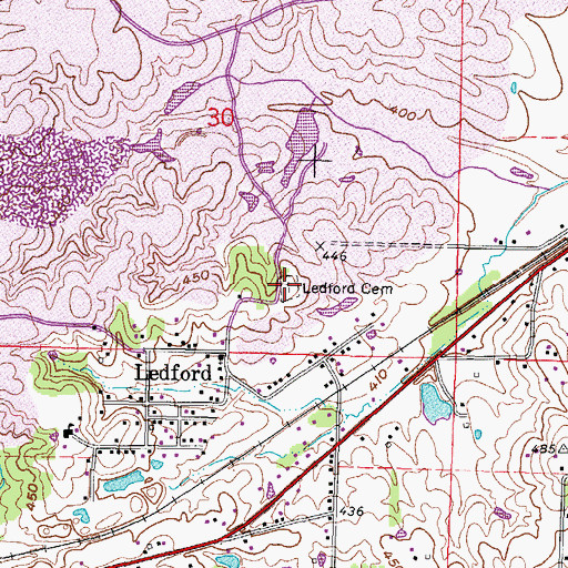 Topographic Map of Ledford Family Cemetery, IL