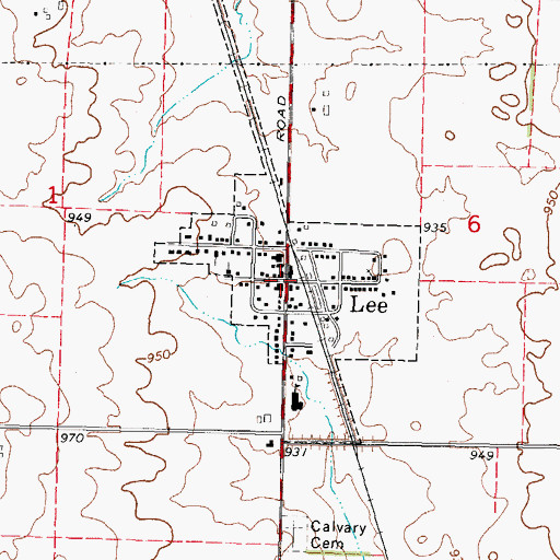 Topographic Map of Lee, IL