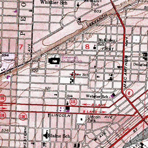 Topographic Map of Lee School, IL