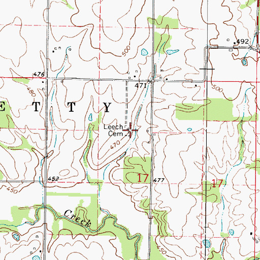 Topographic Map of Leech Cemetery, IL