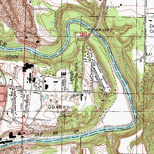 Topographic Map of Lehigh Memorial Park, IL