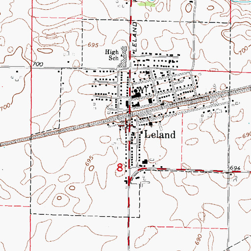 Topographic Map of Leland, IL