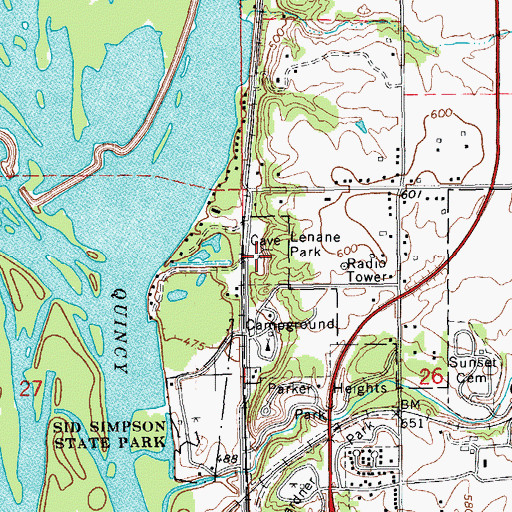 Topographic Map of Lenane Park, IL