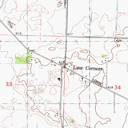 Topographic Map of Leon Corners, IL