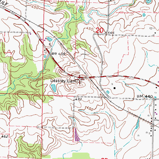 Topographic Map of Lessley Cemetery, IL