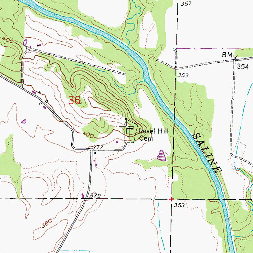 Topographic Map of Level Hill Cemetery, IL