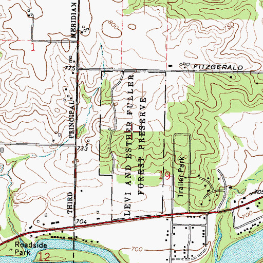 Topographic Map of Levi and Esther Fuller Forest Preserve, IL