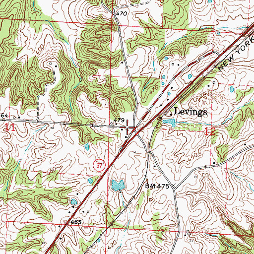 Topographic Map of Levings, IL