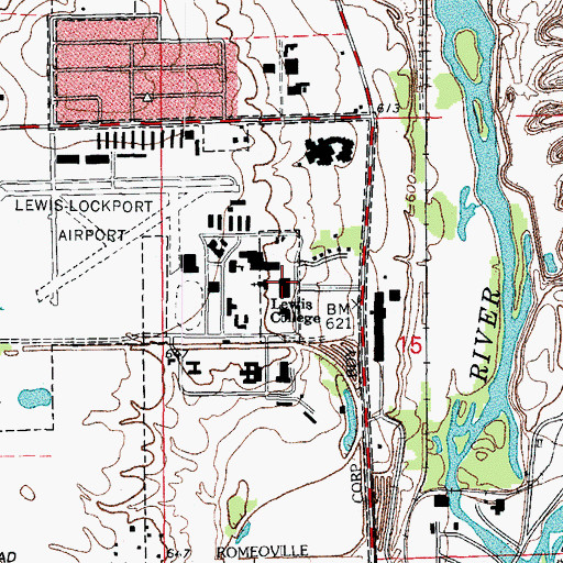 Topographic Map of Lewis University, IL