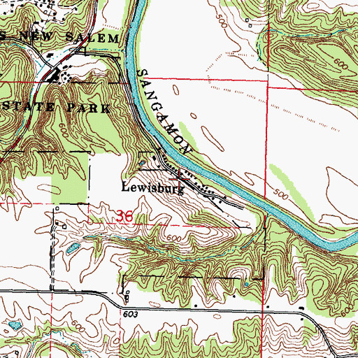 Topographic Map of Lewisburg, IL