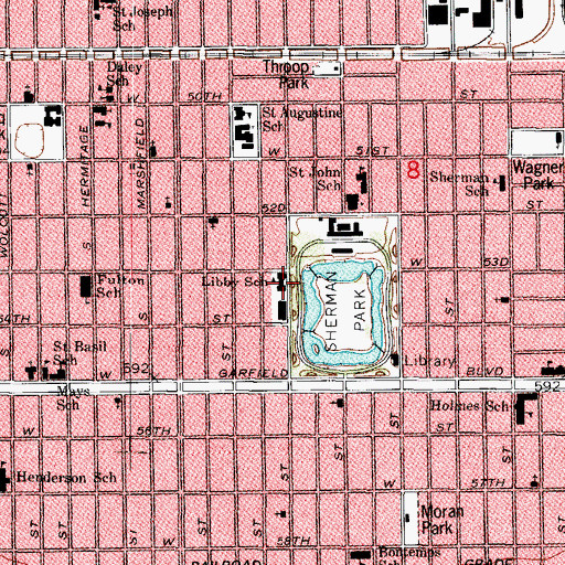 Topographic Map of Libby Elementary School, IL