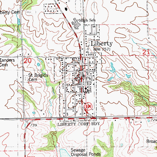 Topographic Map of Liberty, IL