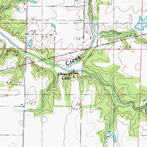 Topographic Map of Liberty Cemetery, IL