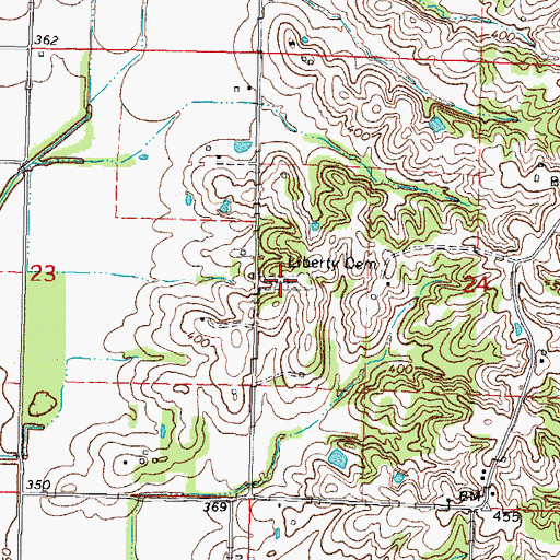 Topographic Map of Liberty Cemetery, IL