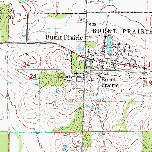 Topographic Map of Liberty Cemetery, IL
