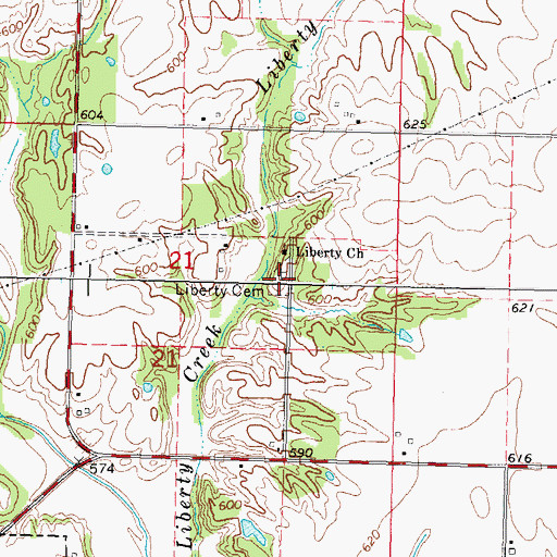 Topographic Map of Liberty Cemetery, IL