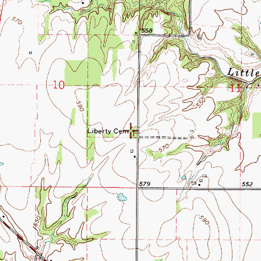 Topographic Map of Liberty Cemetery, IL