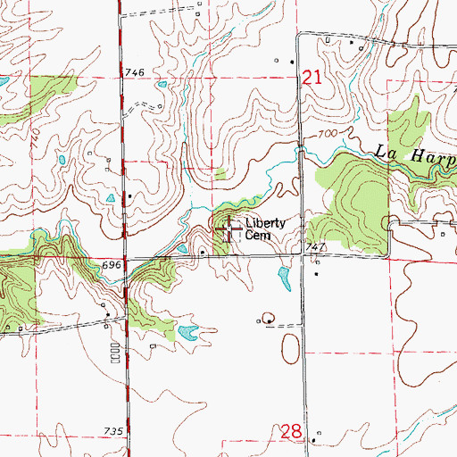 Topographic Map of Liberty Cemetery, IL