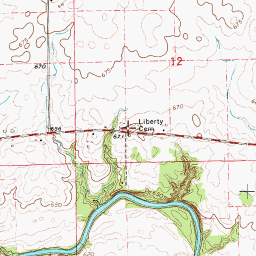 Topographic Map of Liberty Cemetery, IL