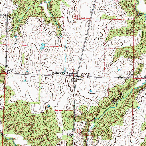 Topographic Map of Liberty Church, IL