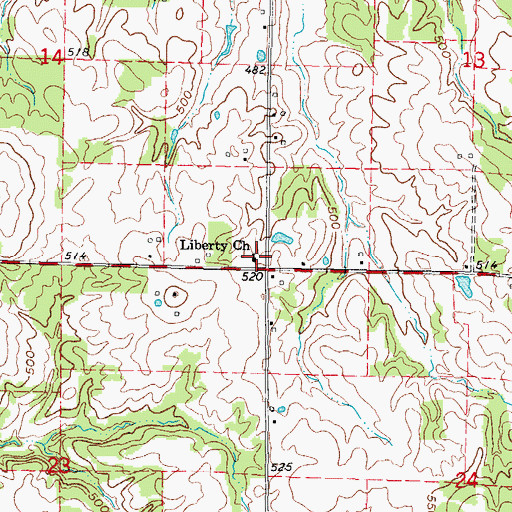 Topographic Map of Liberty Church, IL