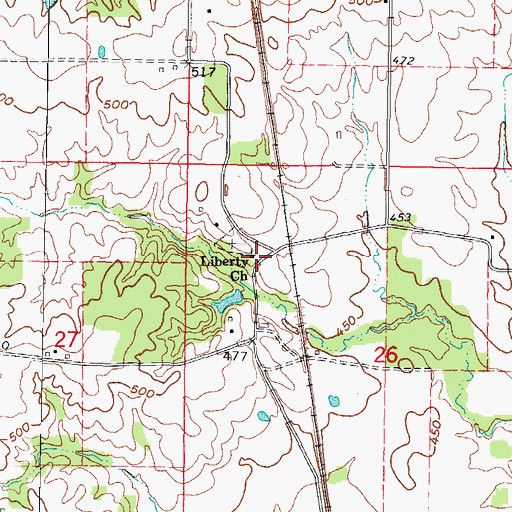 Topographic Map of Liberty Church, IL