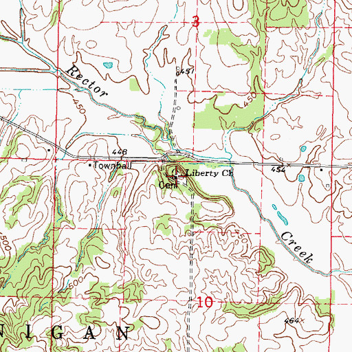 Topographic Map of Liberty Church, IL
